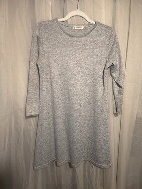 Jon & Anna Gray Marled Knit Long Sleeve A-Line Swing Dress Size Small